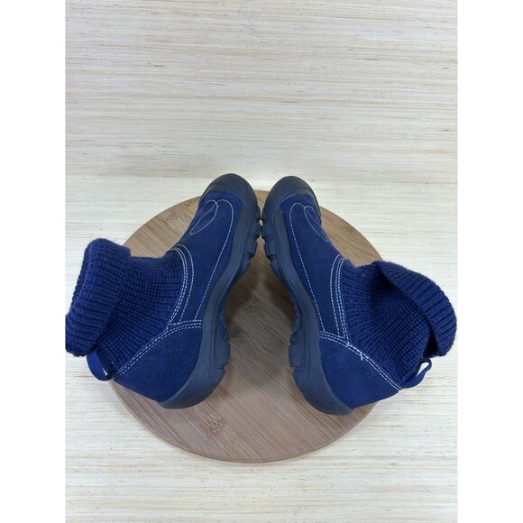 Keen Toddler Shay Blue Leather Knit Ankle Slip On Boots Youth Size 5 - Picture 6 of 8